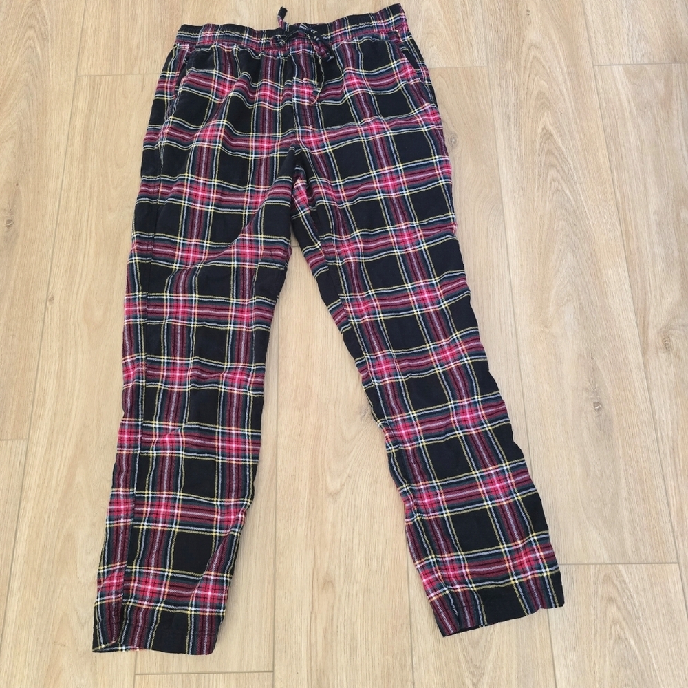 J. Crew Men's Plaid Pajama Pants - Black, Red, Yellow Medium